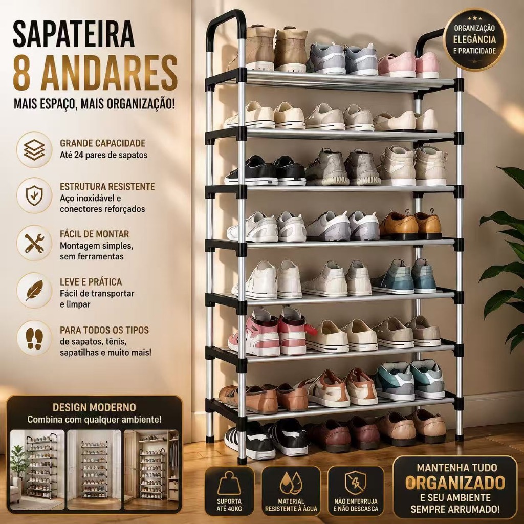 Sapateira Multiuso Para Calçados 3/4/5/6/7/8/9 Andares Organizador Desmontável