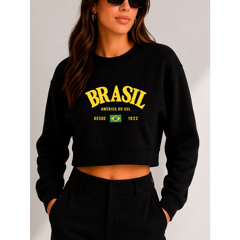 Cropped Moletom Brasil Copa do Mundo 2026