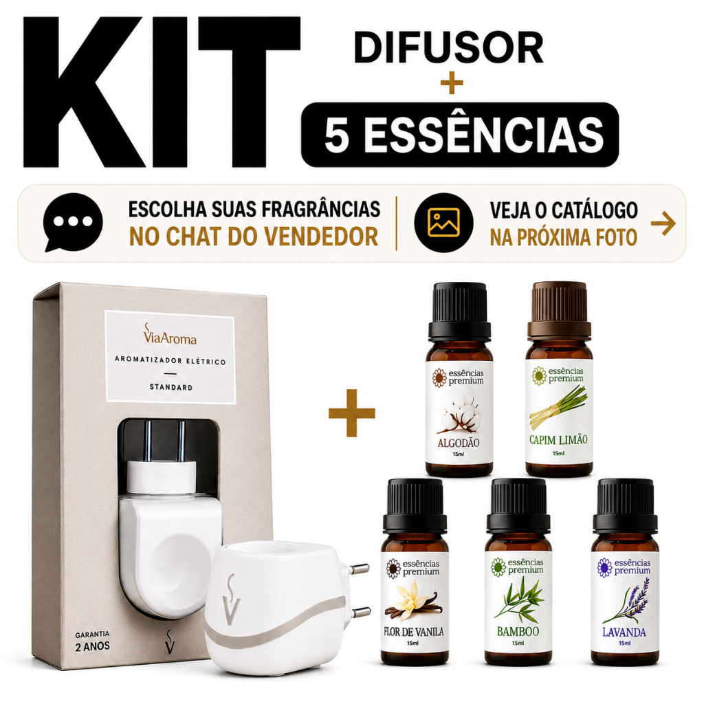 Difusor Aromatizador Elétrico Bivolt com 5 Essências