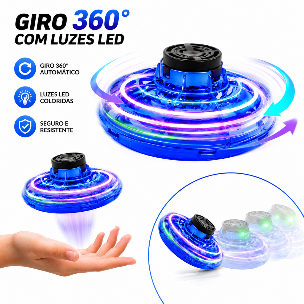 Spinner Bola Voador Led Mini Drone Ufo Brinquedo Fidget Boomerang Flight Novidade Supere RUT-255