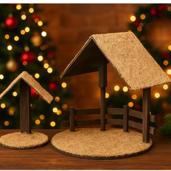 Presépio Natalino Decorativo Mdf Decoração Natalina Casinha