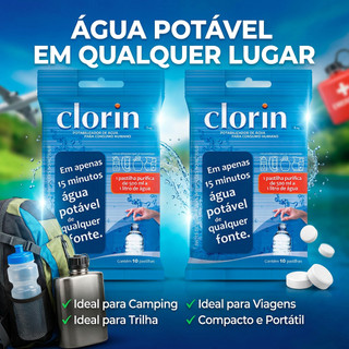 Kit 20 Pastilhas Purificadoras para Água Potável - Ideal para Camping, Trilha e Viagem - Clorin 1