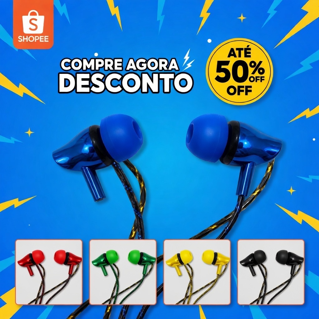 🎧 Fone de Ouvido INOVA P2 Super Bass In Ear com Microfone 1,20m Zero Ruído - Cores Variadas! 🔥