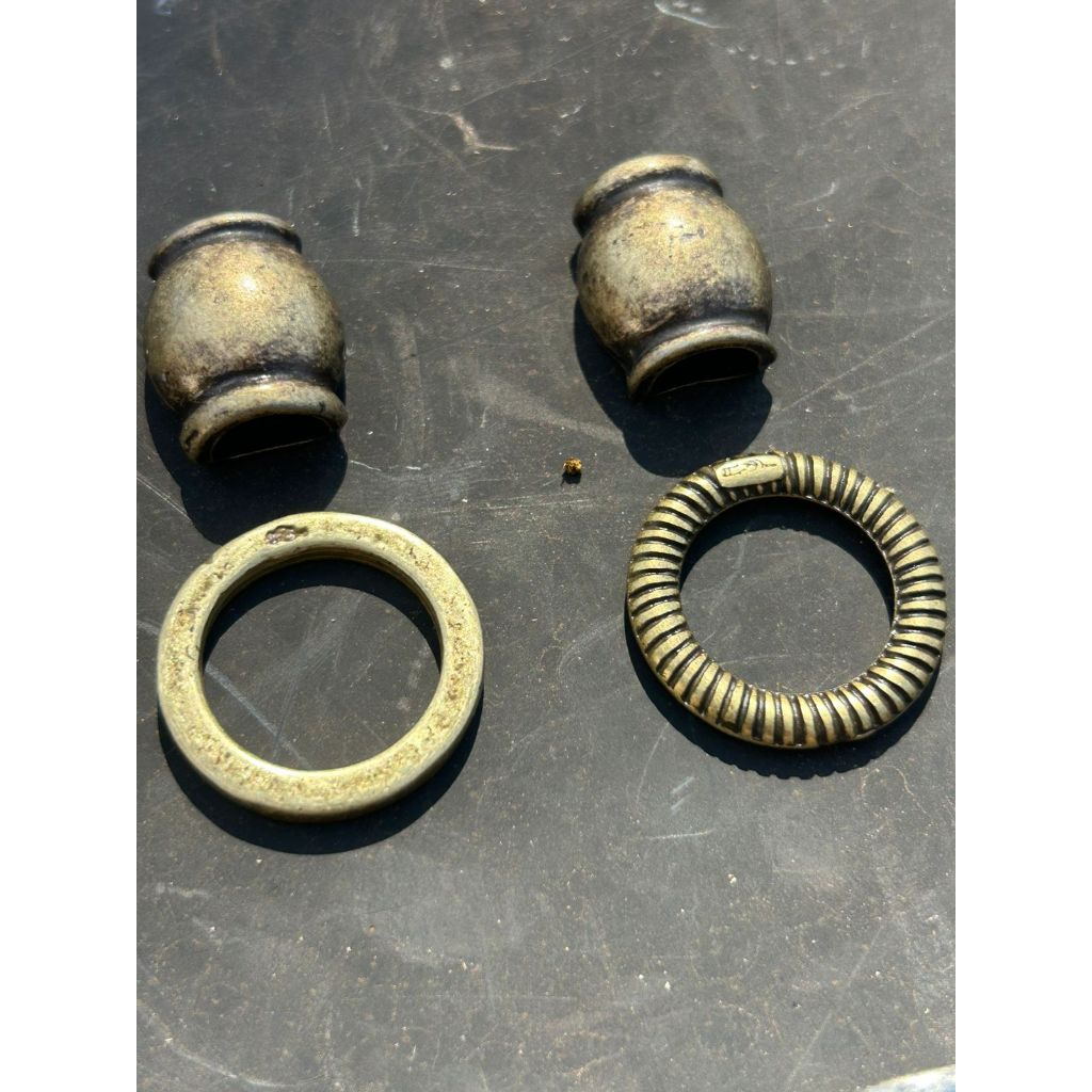 KIT ARGOLA E MEIA BOMBINHA PARA CHAVEIRO EM ZAMAC IGUAL ALPACA COQUEIRINHO MEIA COCHA E FIO RETO