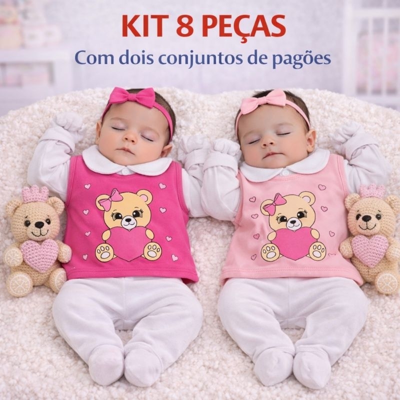 2 Pagão Bebê RN 8 a 10 Peças 100% Algodão 0 a 3 Meses