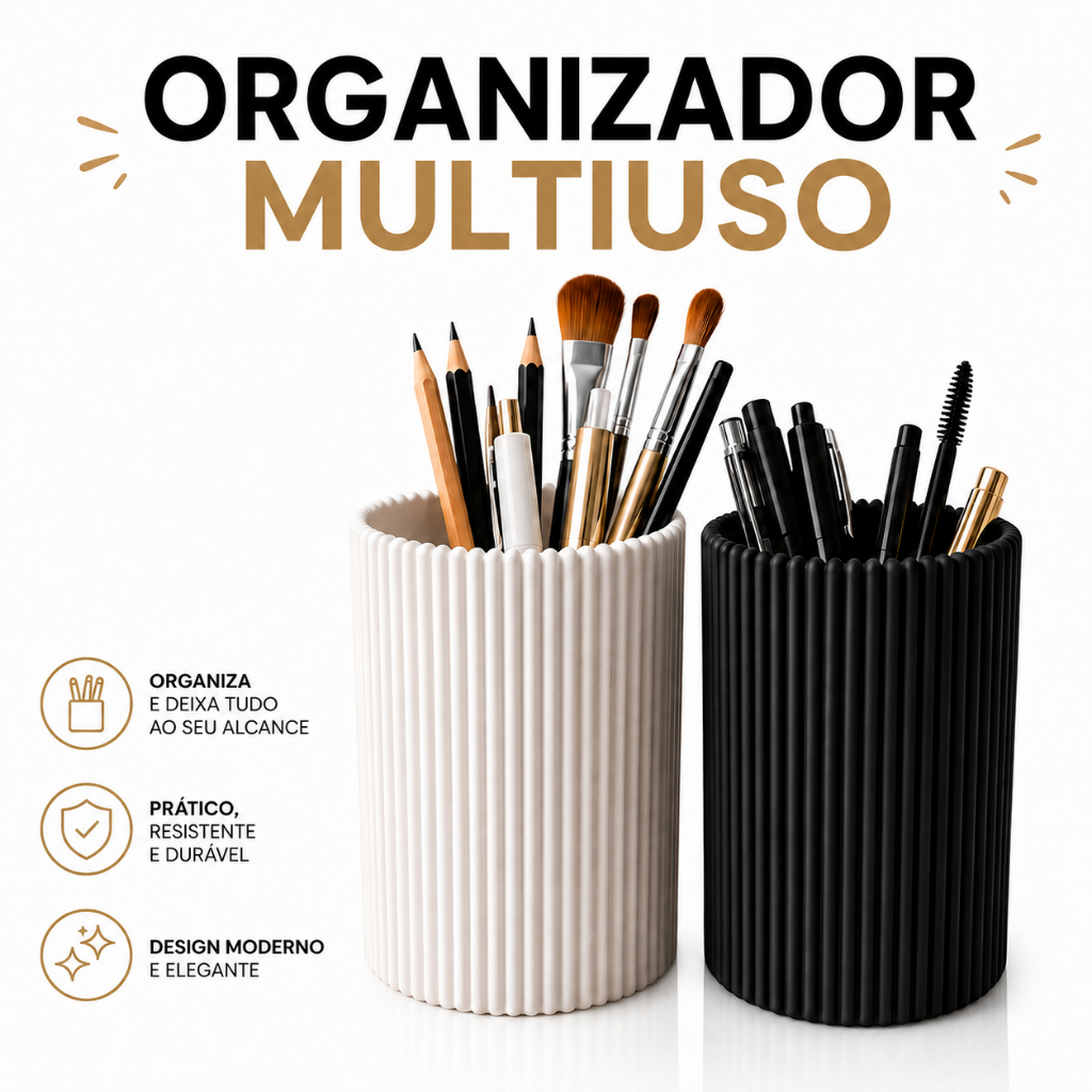 Organizador Multiuso Porta Canetas Escova de Dente Pincel Maquiagem Banheiro Decorativo