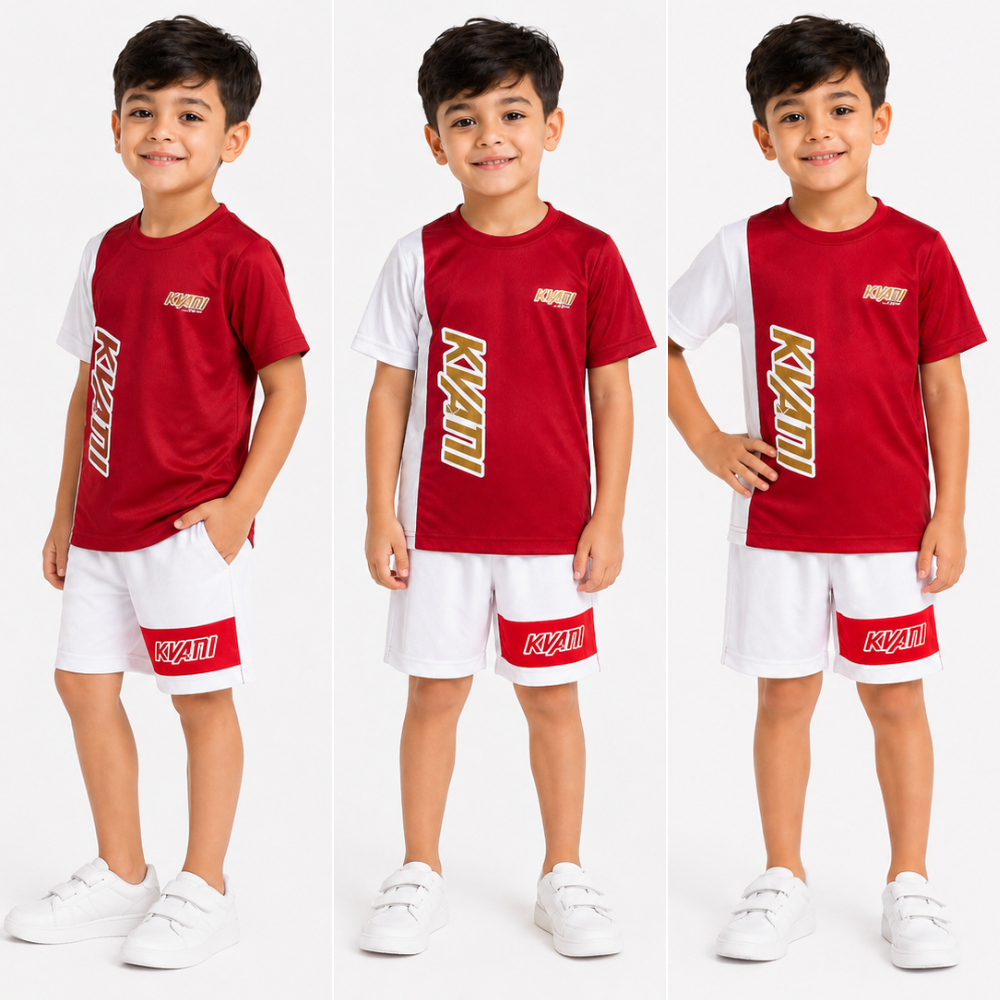 Conjunto Infantil Verão Bonito Estilo Futebol Leve Menino - Camisa + Short Chimpa Confortável Top