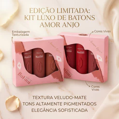 KIT Amor Anjo batom Matte aveludado - Hidratante, Antiaderente, Longa Duração,