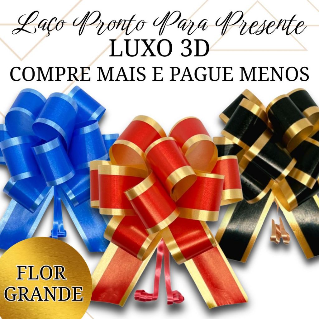 Laços Pronto Para Presente e Embalagem - Flor Grande - 10 unidades - LUXO 3D
