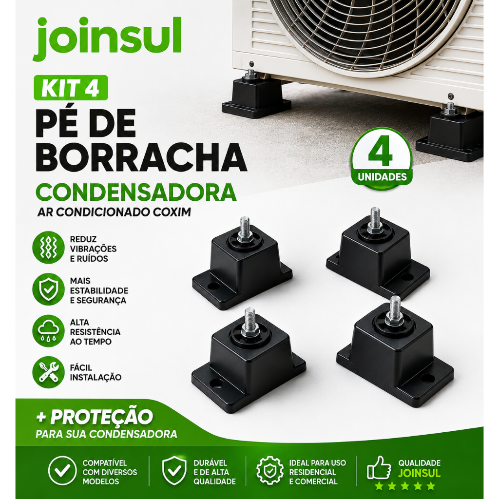 Kit Pé Anti Vibração Para Condensadora Ar Condicionado Split