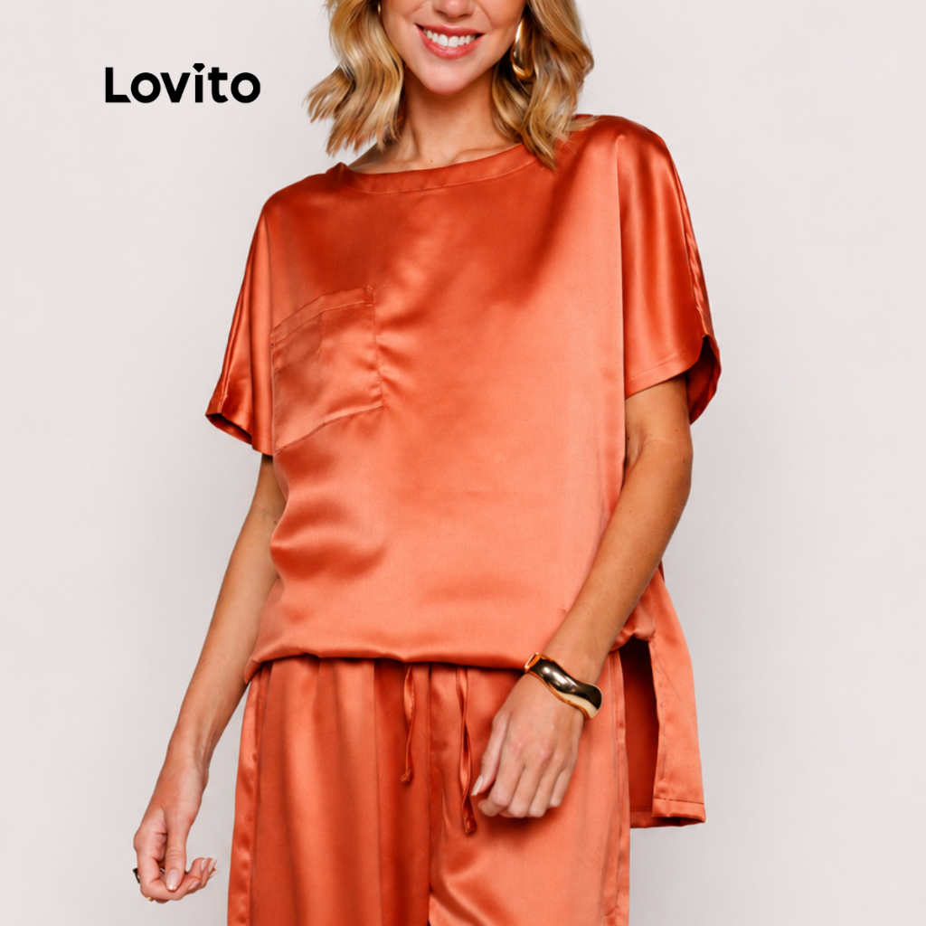 Lovito Blusa Elegante Feminina Decote Canoa BLB986BRL1016