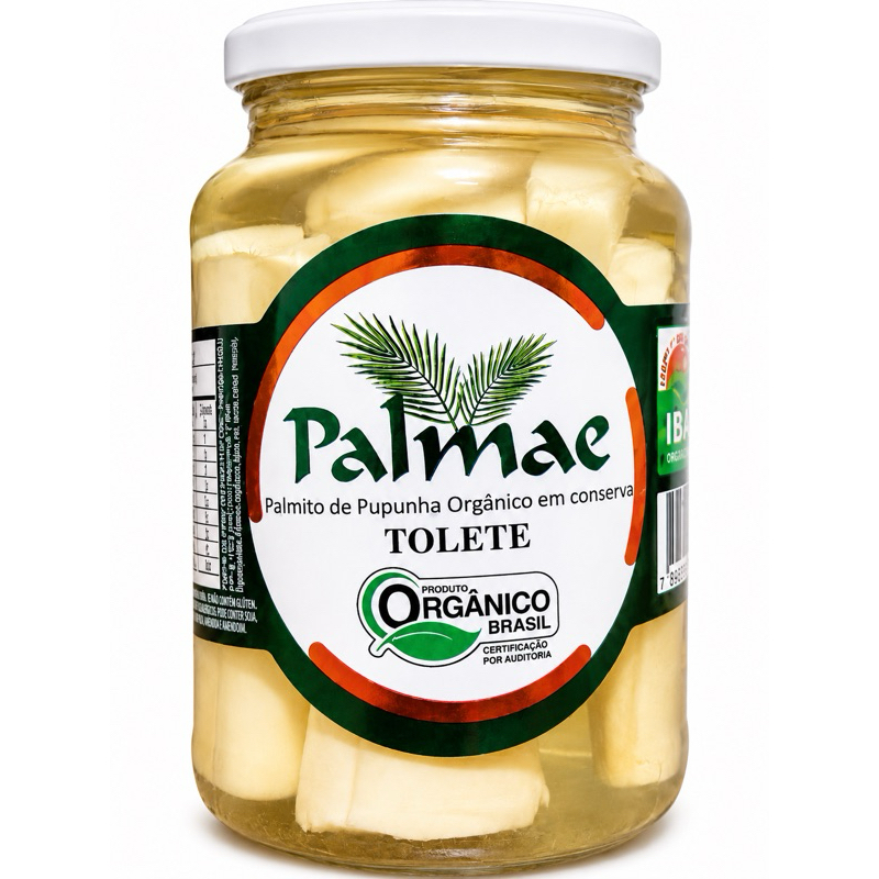 Palmito Pupunha Inteiro Orgânico 550g Certificado IBD Premium