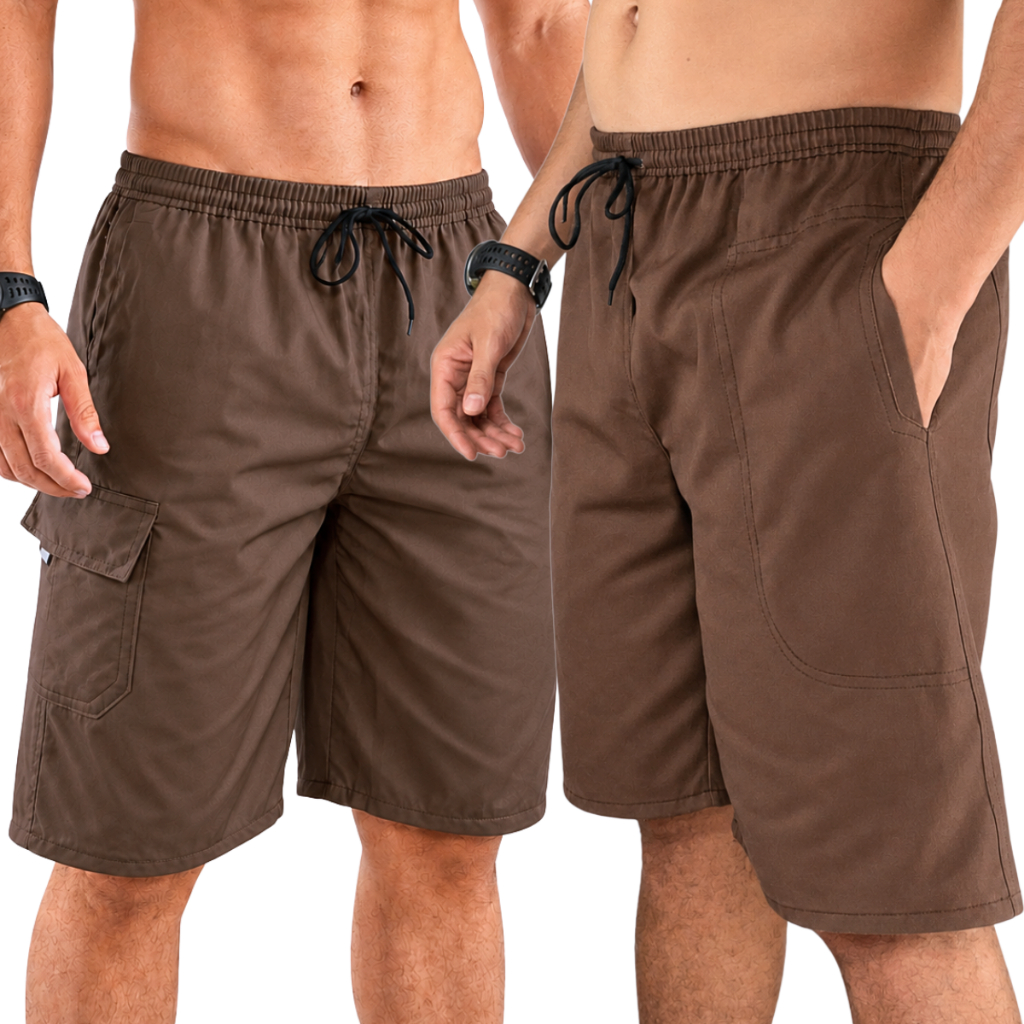 Bermuda Masculina Sarja Bermudas Masculinas Brim Cargo Bolso Elástico na Cintura Short Masculino