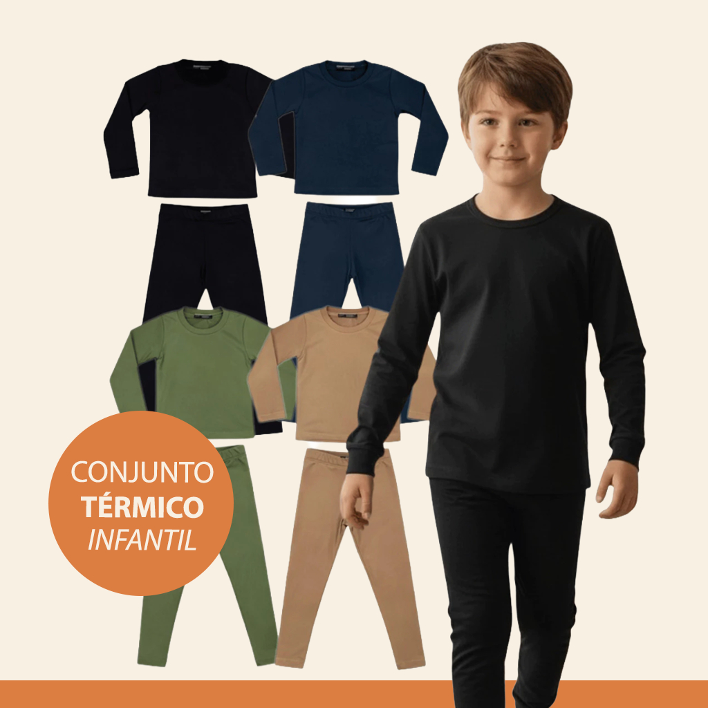 Conjunto Térmico Infantil Masculino Segunda Pele Peluciada Inverno Macio e Confortável