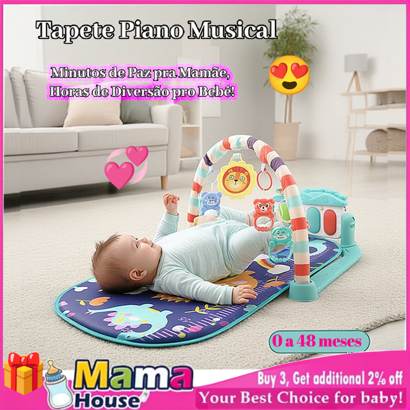 Tapete Emborrachado Para bebê Teclado Musical Infantil Tapete Educativo Para Bebê Piano Interativo Musical
