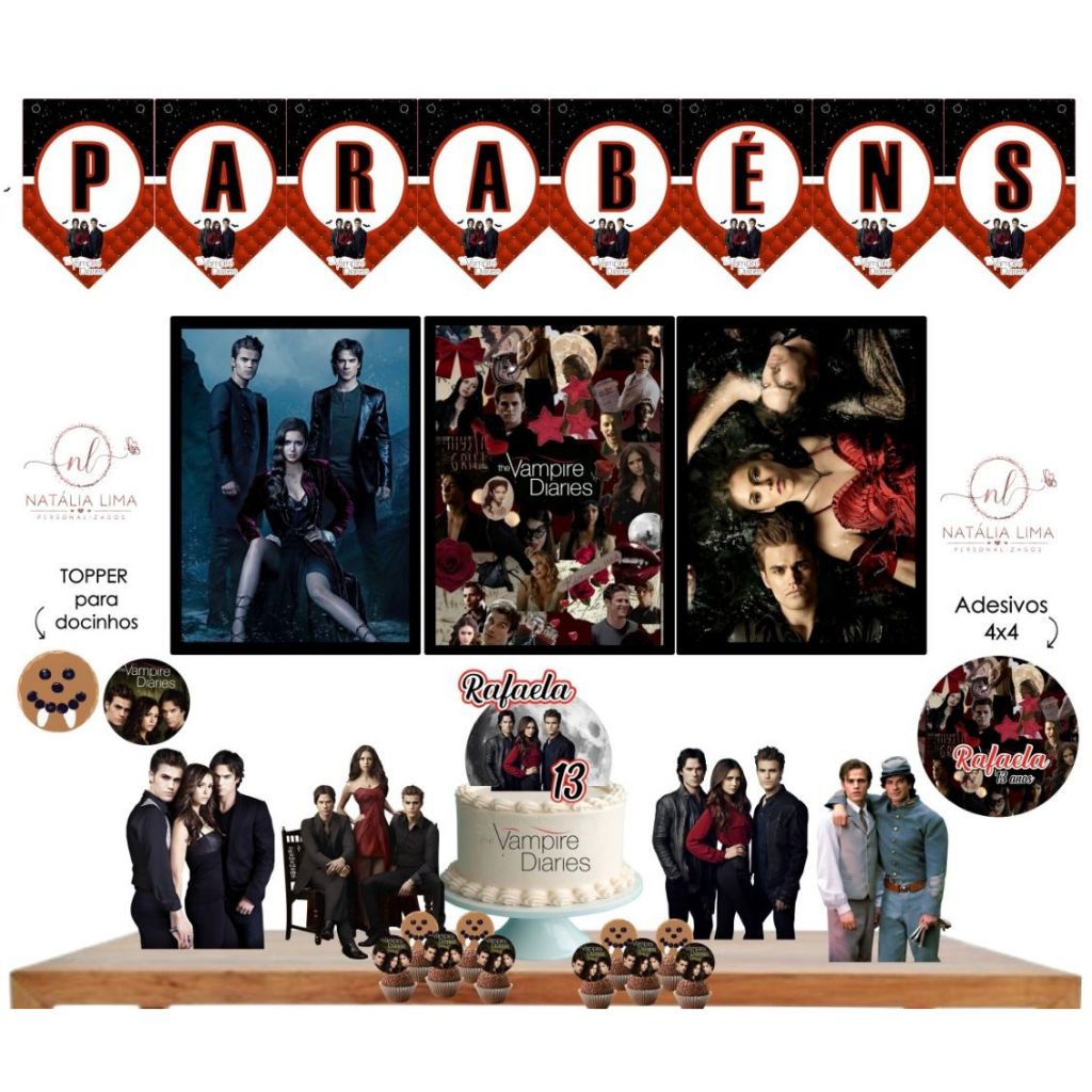 Kit só um bolinho Diário de um vampiro - decoração aniversário diário de um vampiro - festa em casa