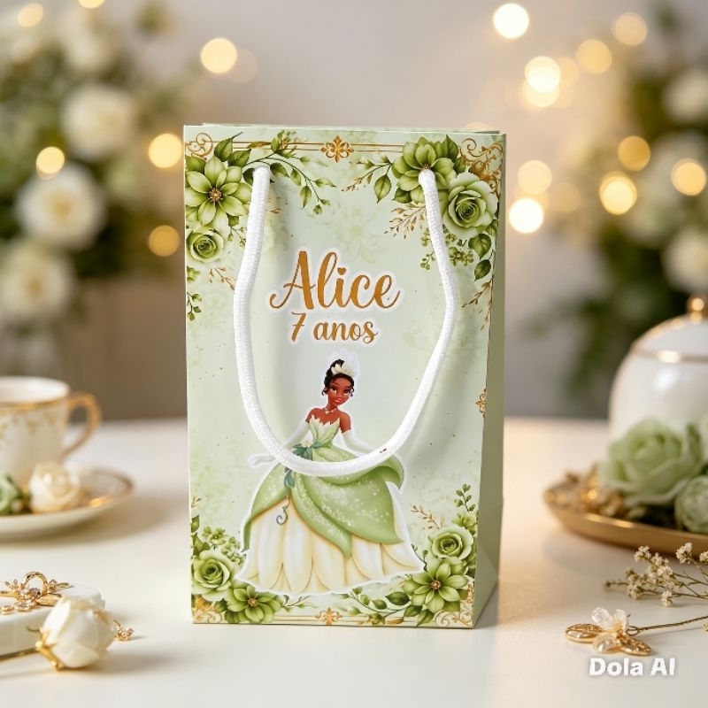 PEGUE E MONTE- Sacolinha Surpresa Tiana A princesa e o Sapo Personalizado | Festa Infantil Decoração