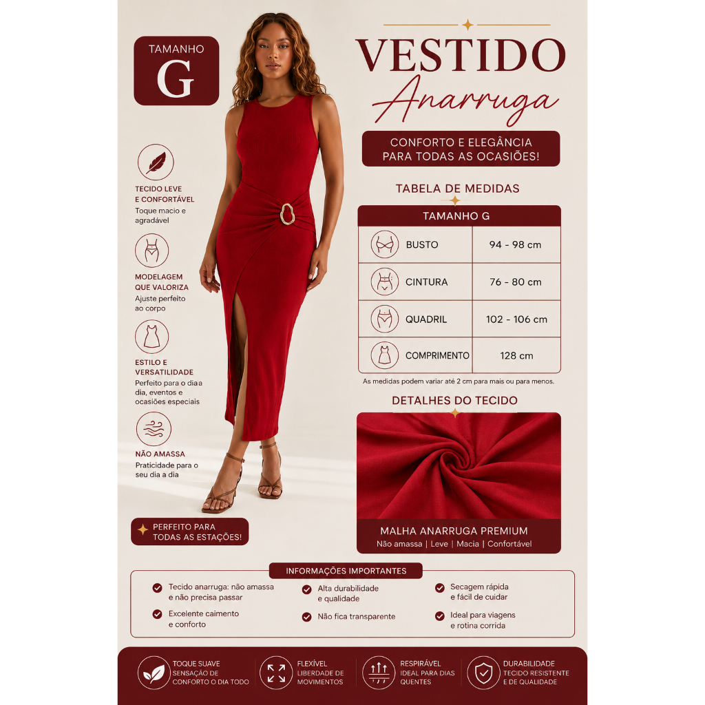 vestido feminino bruna com fivela dourada com bojo em tecido anarruga talha G