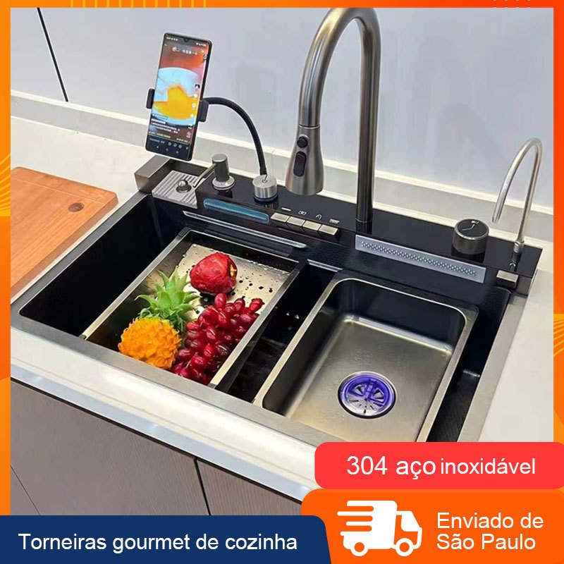 Kit Cuba Cozinha Gourmet Completa Inox 304 Com Acessórios Conjunto De Torneiras flexivel 75cm
