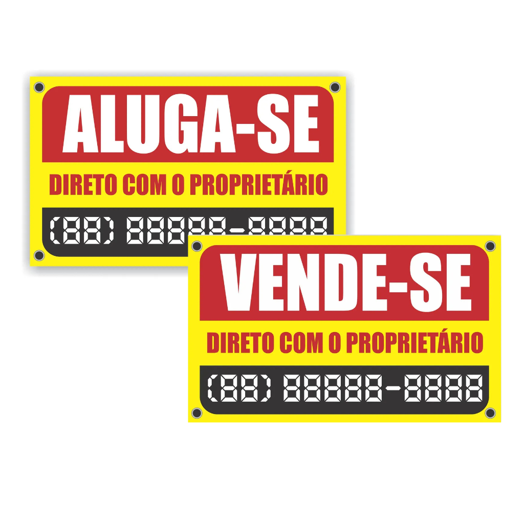 Placa Aluga-se ou Vende-se Direto Com o Proprietario 30x40 Resistente Imovel Apartamento Terreno