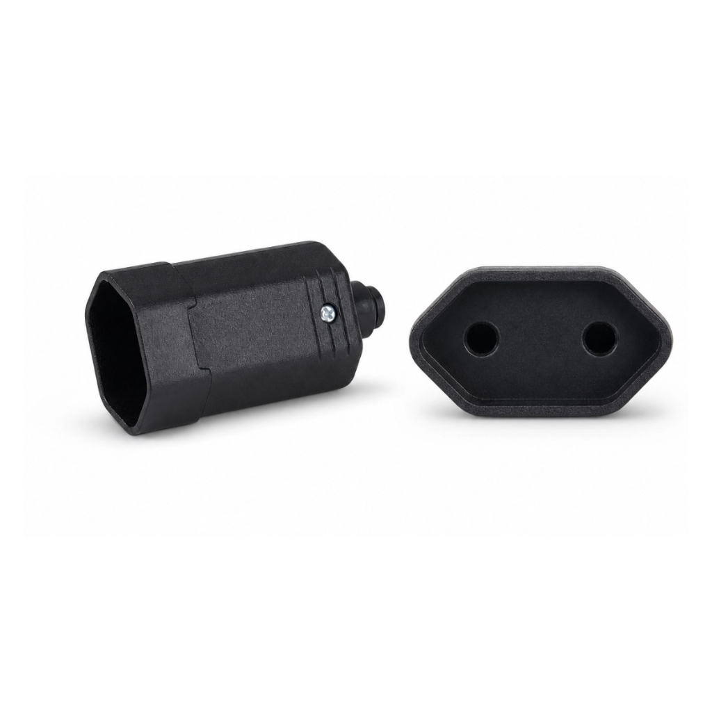 Tomada Desmontável 2P 10A Plug Macho e Fêmea Extensão Elétrica