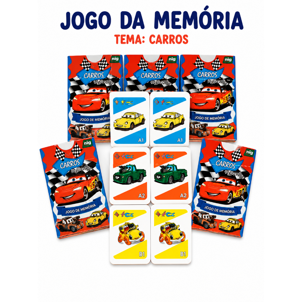 Kit 50 Jogo Da Memoria Carros Kit Festa Infantil Para Lembrancinha Aniversario Prenda Quermesse