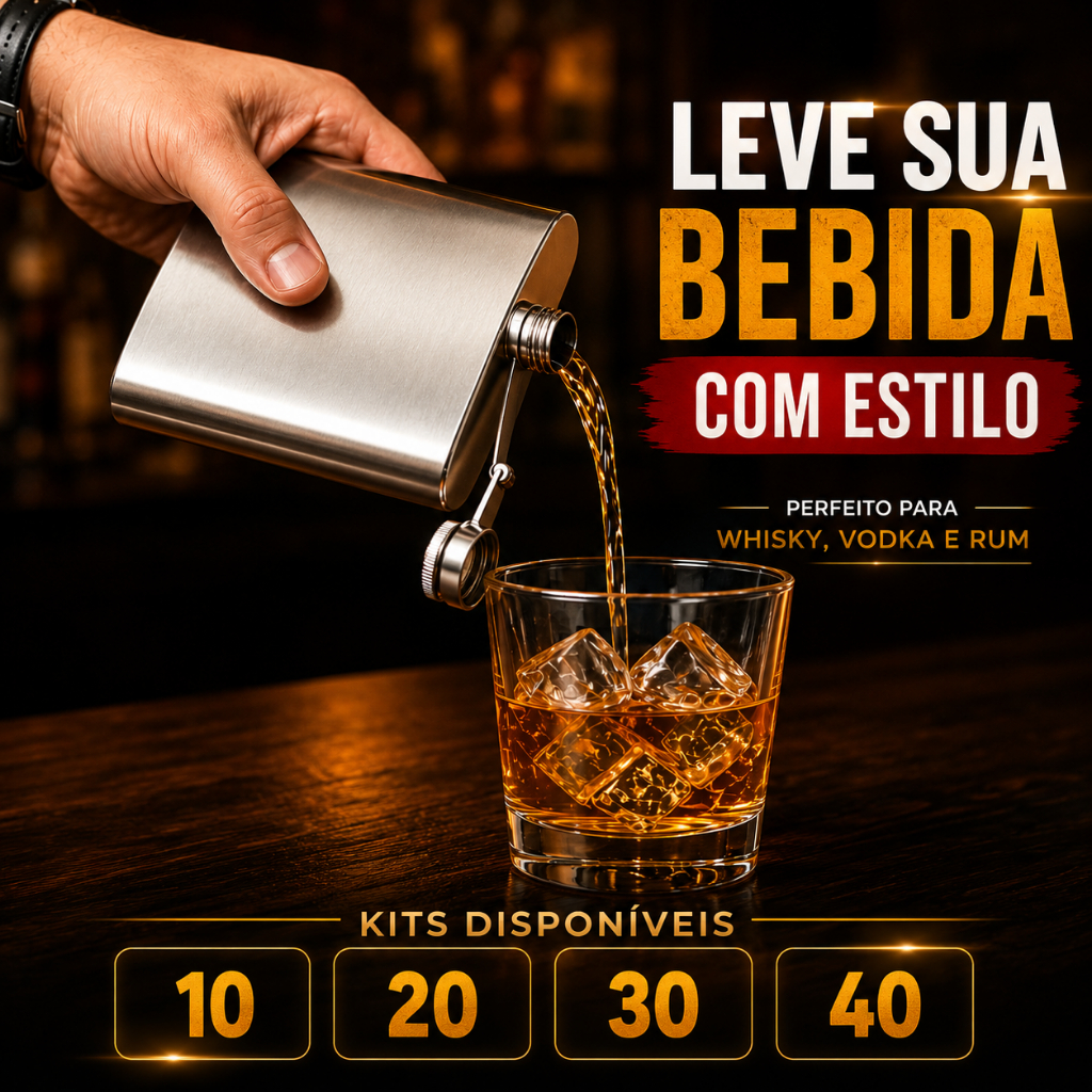 Kit 10 Cantil De Bolso 236ml Porta Bebida Whisky Vodka Rum Gin Em Aço Inox 8 Oz