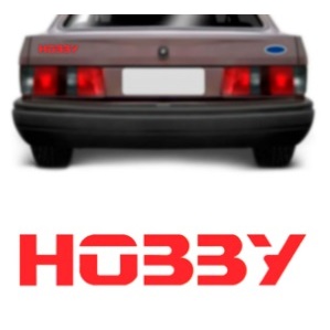 Emblema HOBBY Ford Escort Adesivo VERMELHO 1993 1994 1995 1996