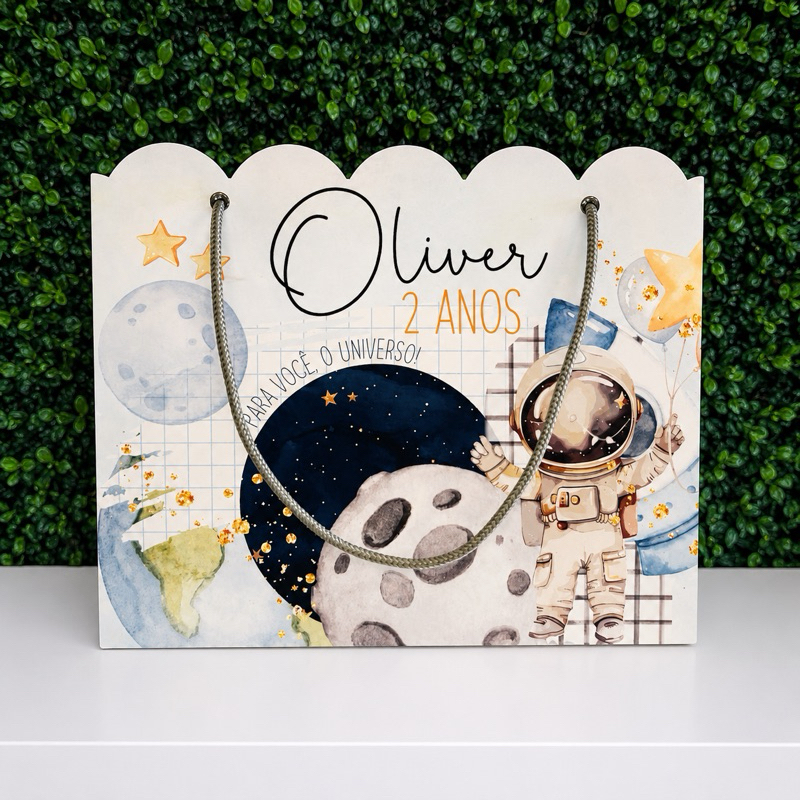 Sacolinha ASTRONAUTA Personalizada / Bolsinha Lembrancinha Aniversário / PEGUE E MONTE