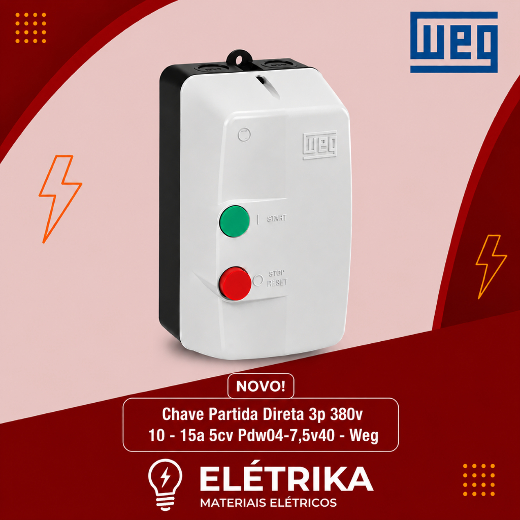 Chave Partida Direta 3p Bob 380v 10 - 15a 5cv Pdw04-7,5v40 - Weg