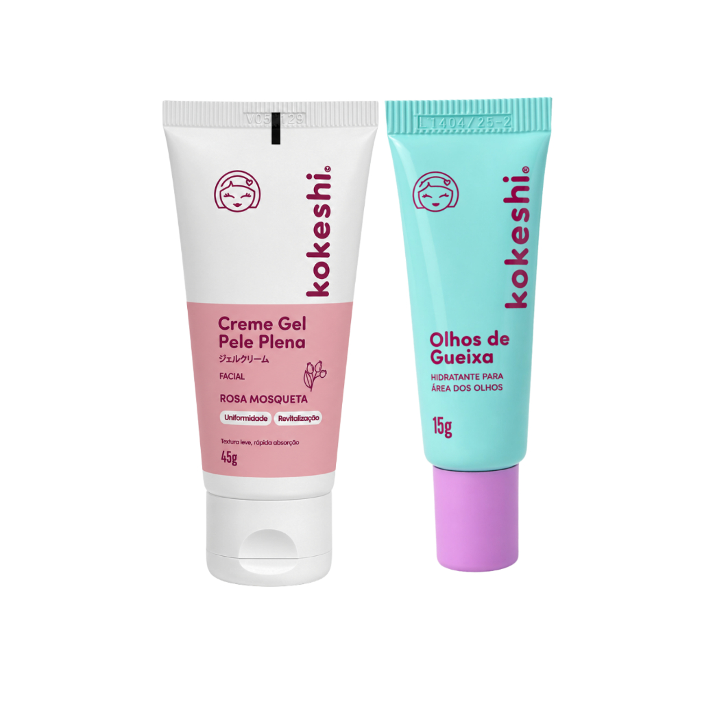 Kit Gel Facial Pele Plena e Hidratante Renovador Olhos de Gueixa Kokeshi