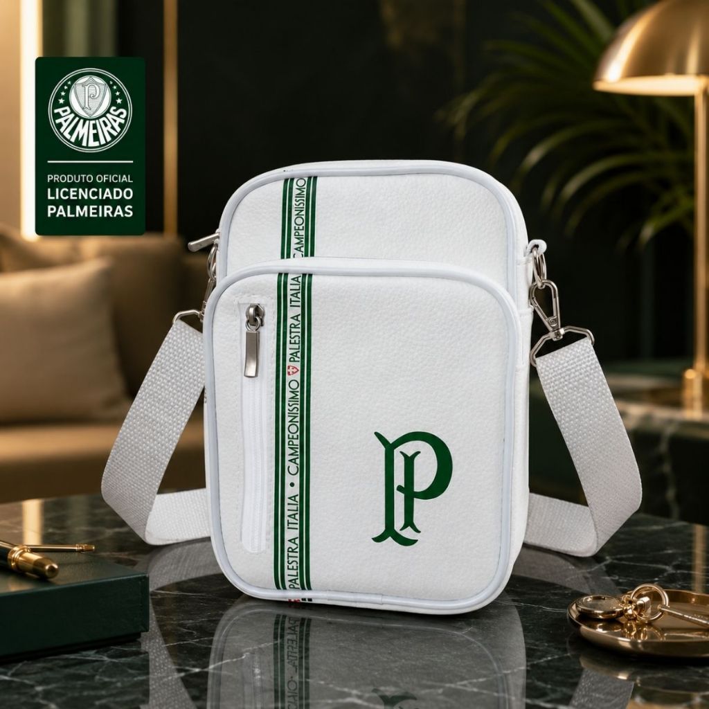 Bolsa Shoulder Bag Time Palmeiras Oficial Palestra Itália Branco Licenciado