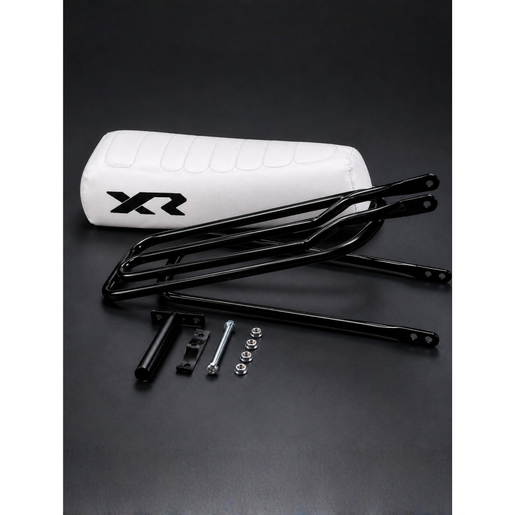 Banco XR Branco Com rabeta Para Bicicleta e Mobilete Com Kit Fixação