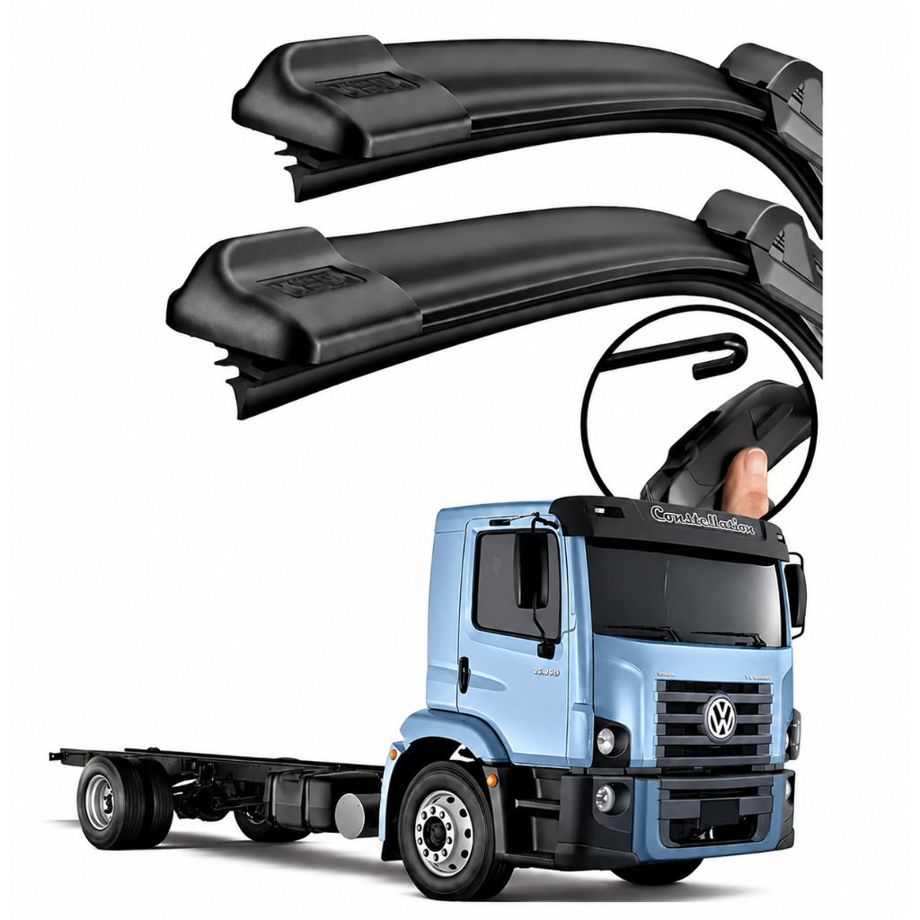 Kit Par Palheta Limpador Para-brisa 24" Gancho Caminhão VW Constellation 23230 (2015+) 24250 (2006+)