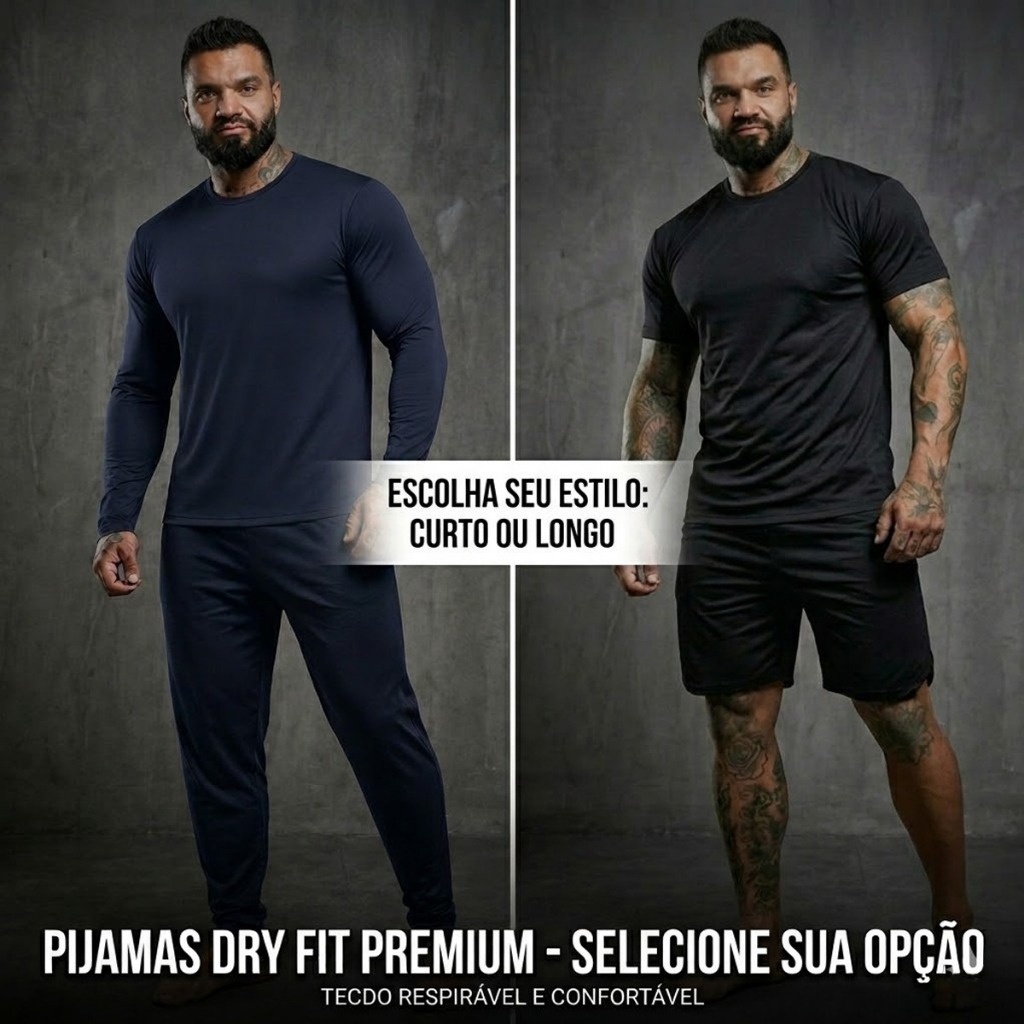 Pijama Dry Fit Manga Longa Comprido Inverno ou Manga Curta Verão