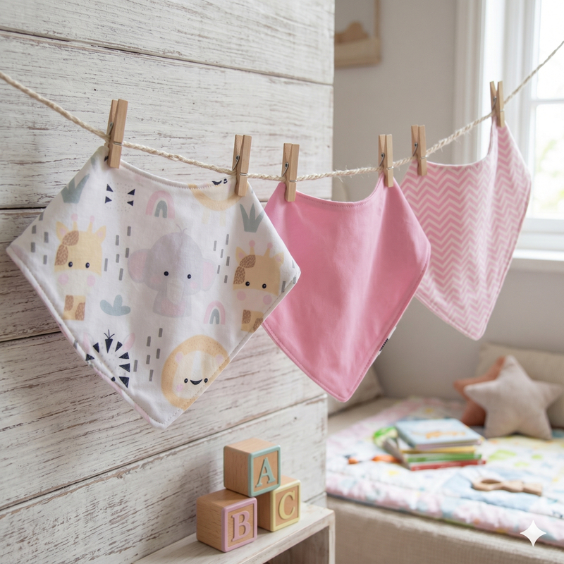 Kit Babador Bandana Para Bebê 3 Peças Prático Barato Qualidade Com Botão Menina/Menino Macio