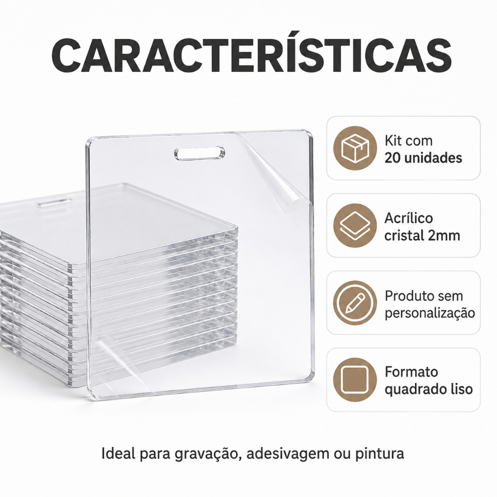 Kit De Medalhas Com 20 Unidades Em Acrílico Transparente 5x5 cm — imagem 2 de 2