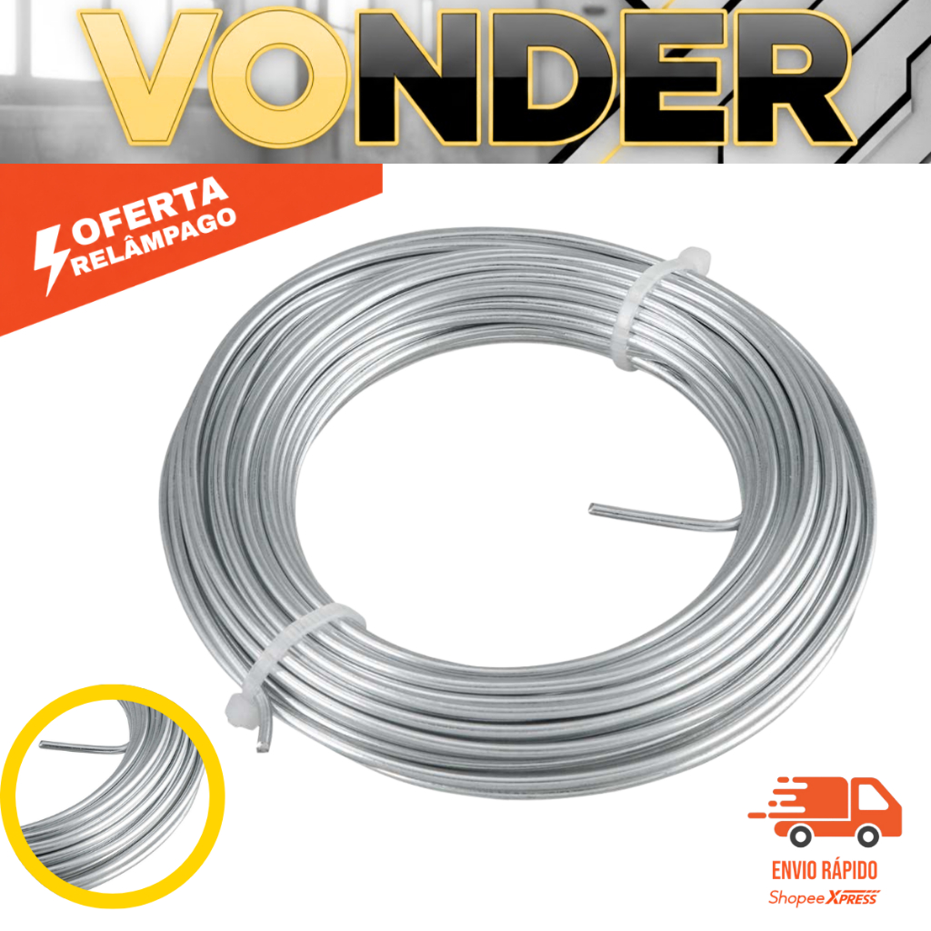 Arame Galvanizado BWG 14 2,11 mm Rolo Com 10 Metros Vonder