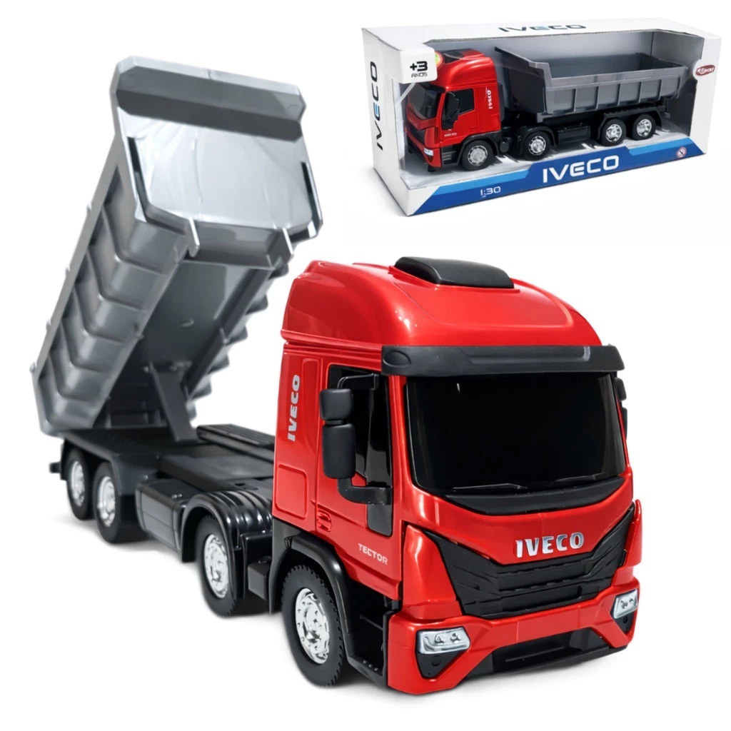 Brinquedo Caminhão Iveco Tector Alto Basculante Bi-Truck 6x4 - Usual Brinquedos
