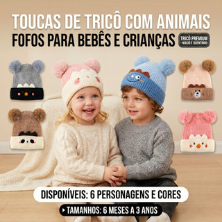 Gorro Touca Infantil Criança Menino Menina Tricotado Quente Inverno Protetor Aquecedor OrelhaPompom 2 a 6 anos FMZ0426AN