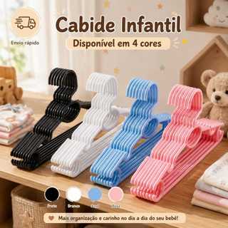 Kit com Até 100 Cabides Infantis Coloridos Bebê Criança Organização Premium