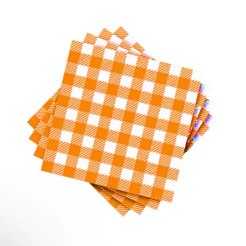KIT 50 ~ 300 GUARDANAPOS XADREZ LARANJA FESTA JUNINA (19,5X22,5 CM) (CHOCO)
