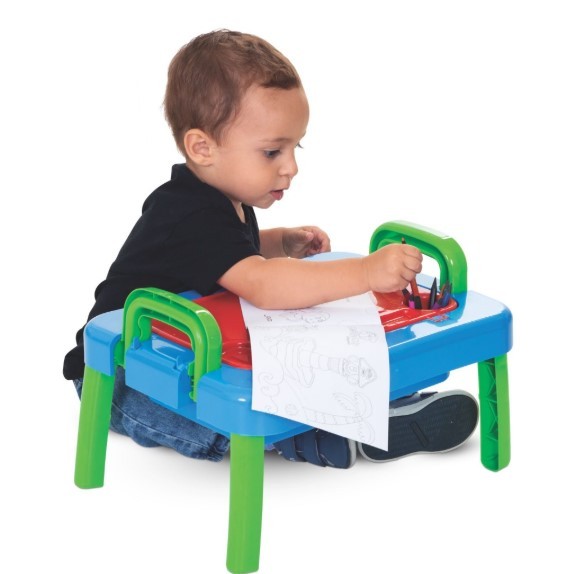 Mesa Infantil Educativa para Desenho e Atividades com Livrinho para Colorir e 12 Lápis de Cor