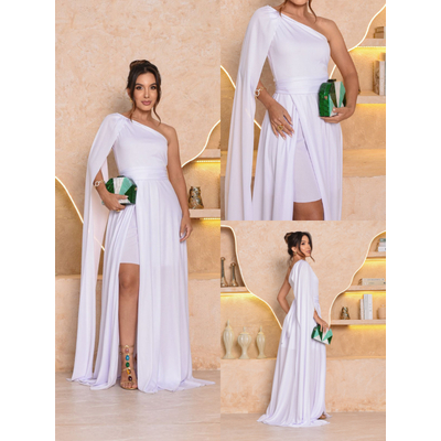 Vestido de Festa Convidada Casamento com Capa Noiva e Madrinha Feminino Noiva Plus Size