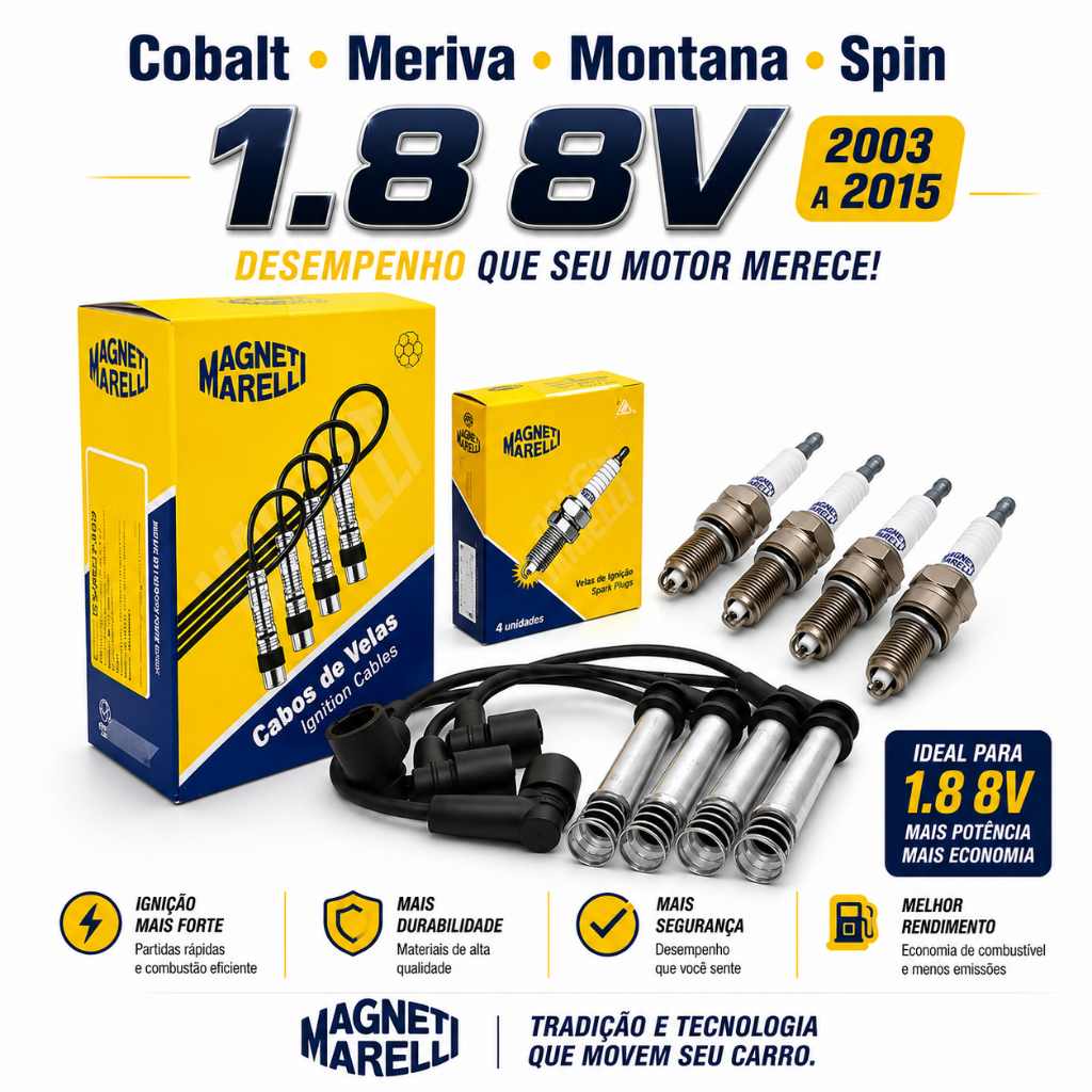 Cabos + Velas Ignição Cobalt Meriva Montana Spin 1.8 8v 2003 a 2015