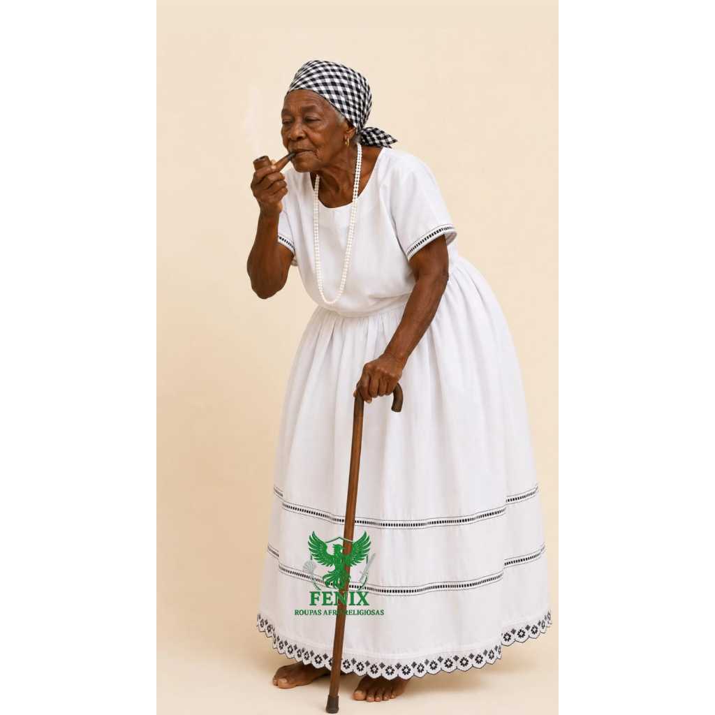 Roupa de Preta Velha 3 pçs (Saia + Bata + Lenço) Umbanda Candomblé