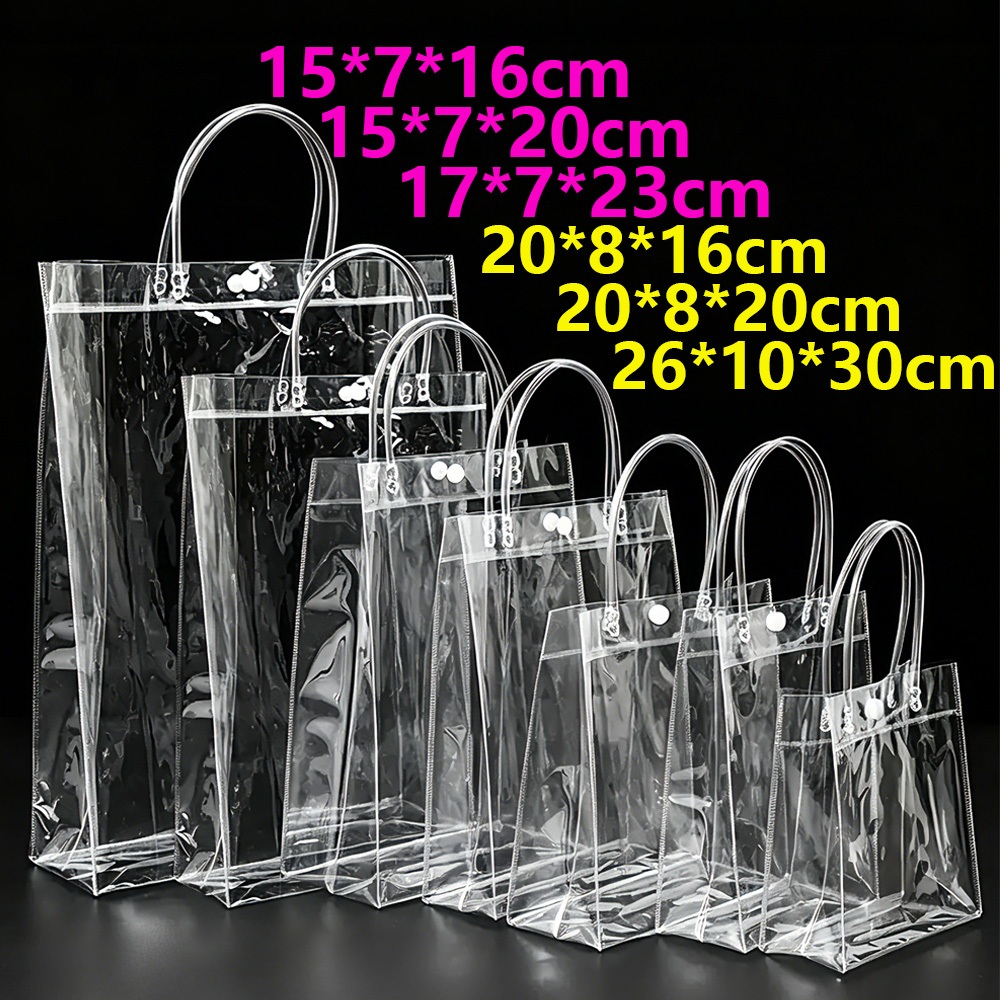 Sacola PVC transparente com alça 40/50 PCS lembrancinha festa infantil presentes personalizar natal Dia dos Namorados