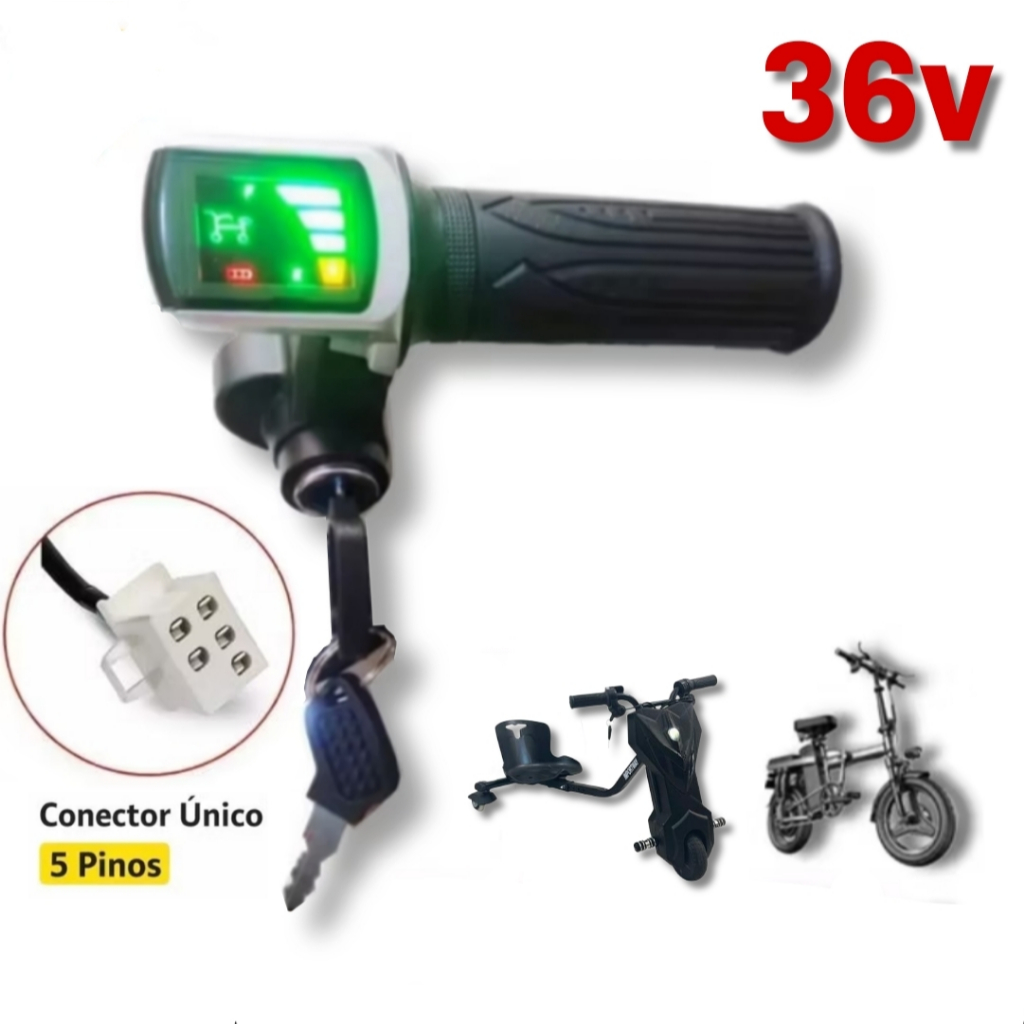 Acelerador Com Display LCD e Chaves para Bike,Scooter e Patinete Eletrico 36V