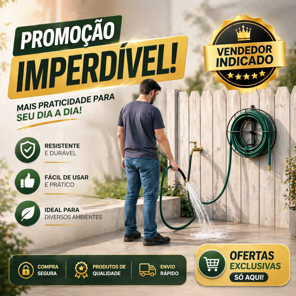 Suporte de Parede para Mangueira de Jardim em Aço | Modelo Giratório Achadinhos