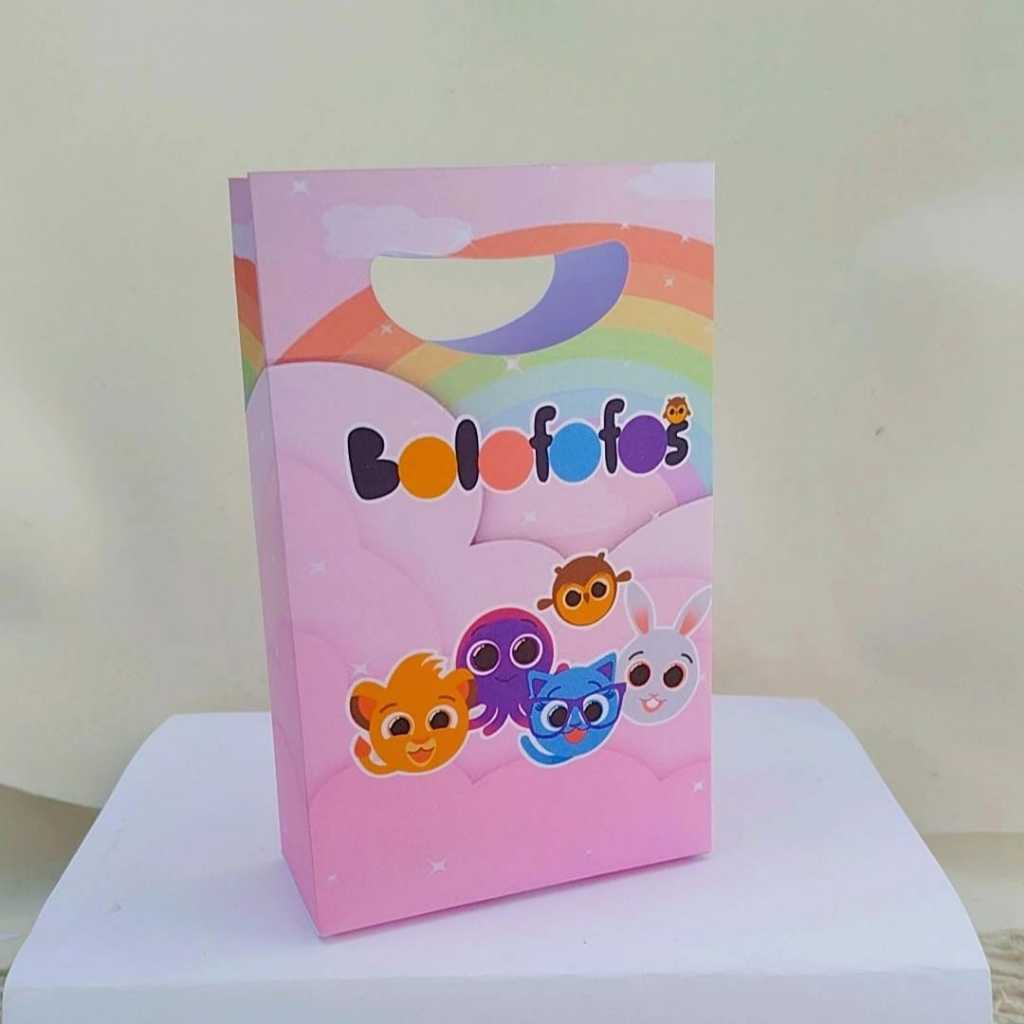 Kit Sacolinha Surpresa Festa Infantil Personalizada BOLOSFOFOS ROSA Lembrancinhas Aniversário PEGUE E MONTE